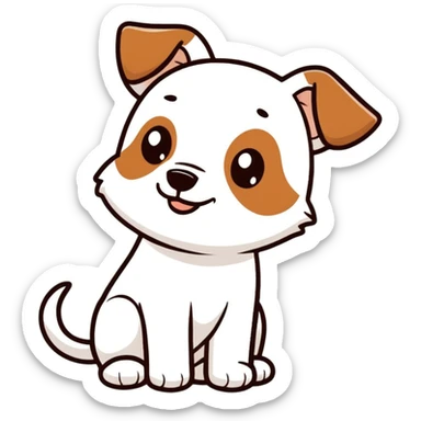 A white dog with brown ears and a cute face  sticker