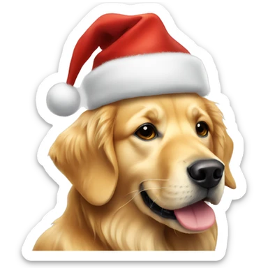 Golden retriever dog wearing a Christmas hat  sticker