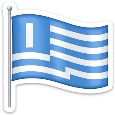 emoji Flag with 3 simple  horizontal lines: white, blue, white, equal one to another sticker