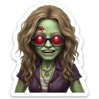  janis joplin zombie  dancing with circle glasses sticker