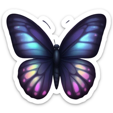 Dark iridescent butterfly glowing sticker