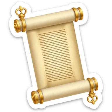 the Torah, rolled scroll with decorative handles, gold accents, suitable for emoji or icon sticker