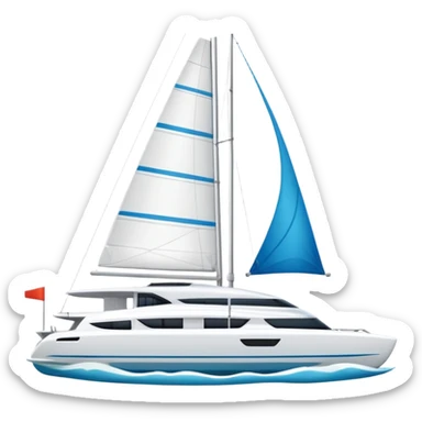 A catamaran with a white background. No wording or lettering on the boat  sticker