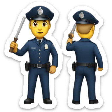 A policeman with a baton in his hand getting ready to strike sticker