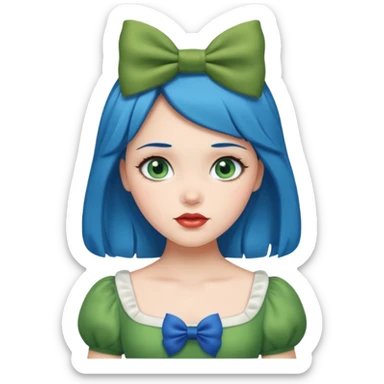 snow white with green dress blue hair bow and green eyes sticker