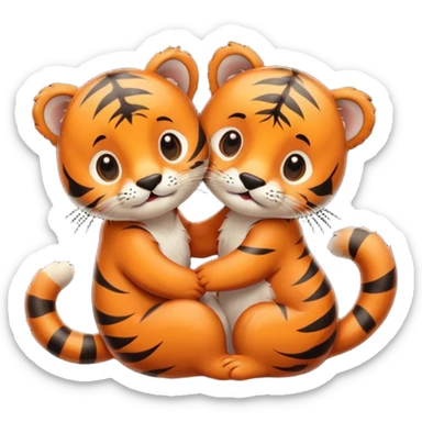 tiger and little otter in love sticker