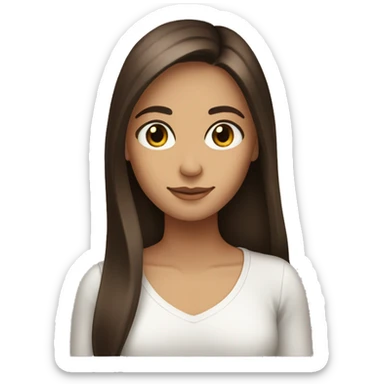 Long straight brown hair brown eyes beautiful women  sticker