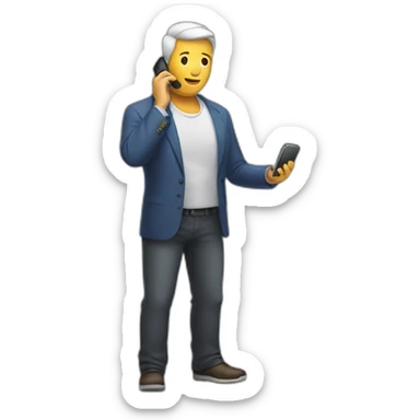 A man talks to his mobile phone sideways sticker