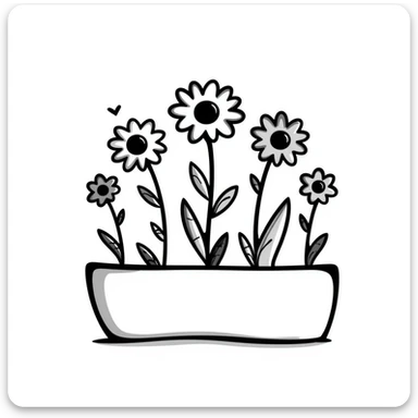 a flower bed with hand drawn doodle style sticker