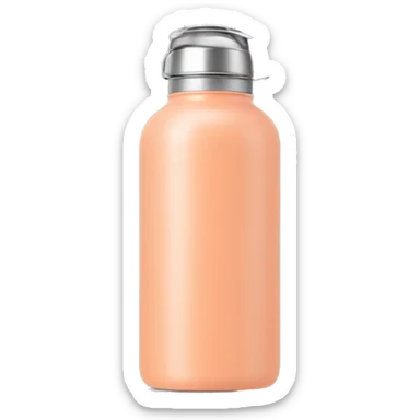 Waterbottle colour peach with silver screw top lid sticker