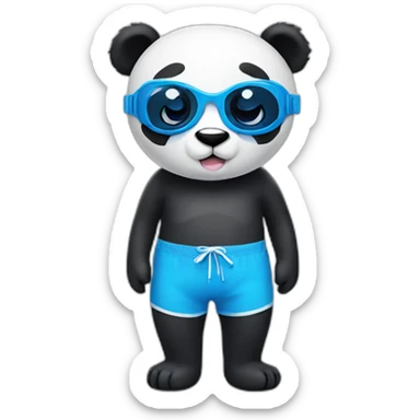 Panda with blue swim goggles sticker