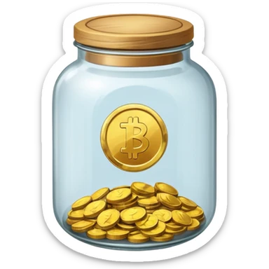 jar with a one coins sticker