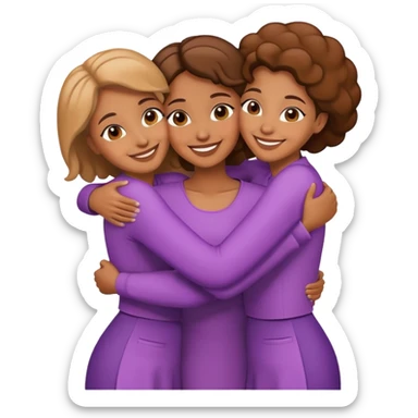 Three light brown skin sisters hugging  sticker