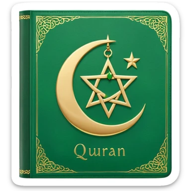 Closed Quran with the Islamic Symbol on it (moon and star) green sticker