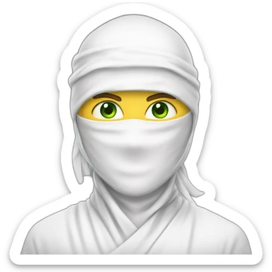 white-ninja-with-a-white-veil-on-his-head,-green-eyes sticker