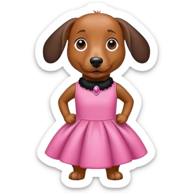 Black and brown wiener dog with pink dress sticker