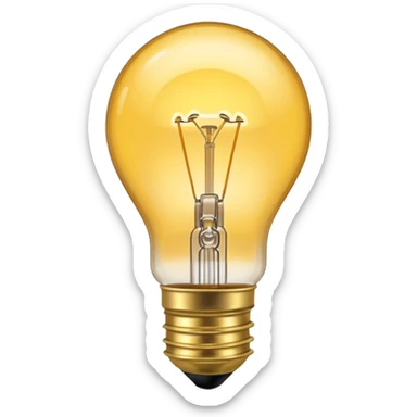 Standard incandescent light bulb with brass base and clear glass sticker