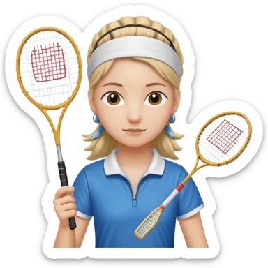 ancient hanbook girl with 1 badminton racket sticker