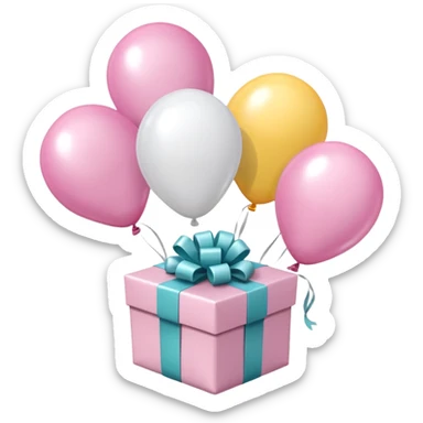 Please make light pink and white balloons, several of them, and tie them to a gift. sticker