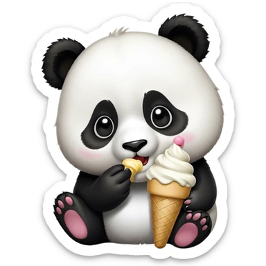 Panda eating ice cream sticker