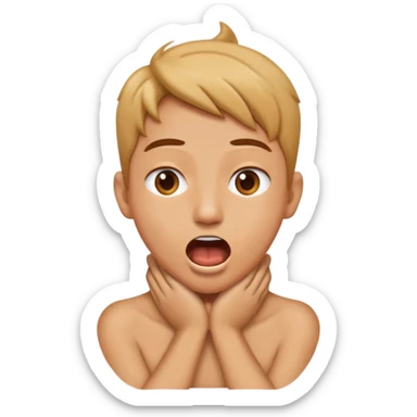 Person with hands on there neck crossed and mouth open sticker