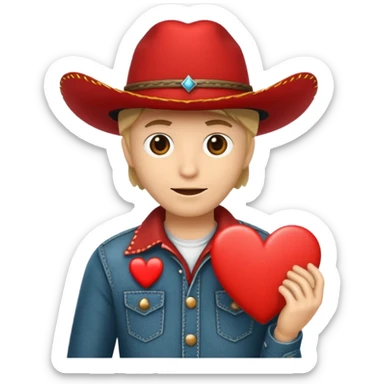 Puedes hacer el órgano conocido como corazón de humano con  un sombrero de vaquero color negro encima sticker