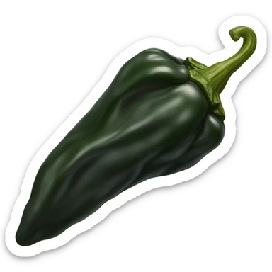 Single Dried black poblano chili pepper sticker