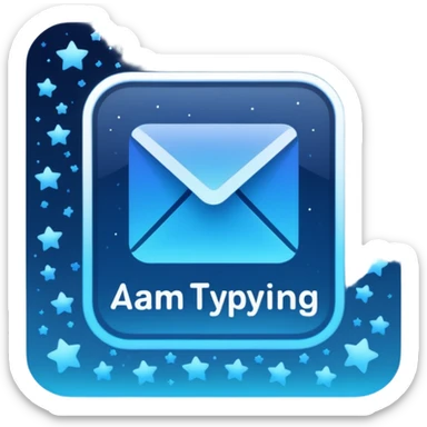 A square that reads "4 AM TYPING HAS ARRIVED" with a mood and stars behind it and glowing blue gradient text sticker