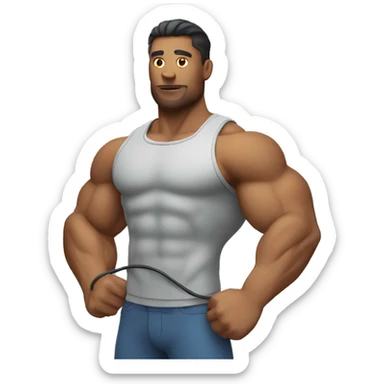 Muscular man holding a charging cable  sticker