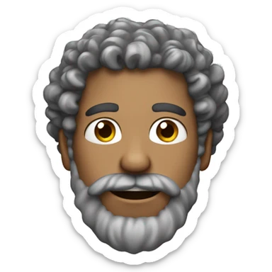 Man with curly salt and pepper hair and beard sticker