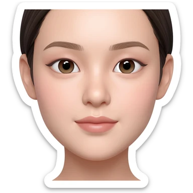 girl face, perfectly symmetrical face, balanced cheeks, smooth skin, bright eyes, neat eyebrows, soft makeup, neutral background, centered portrait, bright lighting sticker
