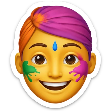 A smile face emoji, with colour in the face, beacuse its holi today. sticker