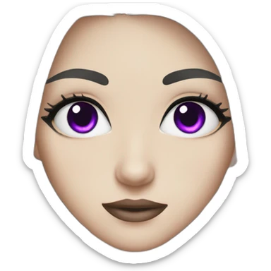 A white girl with purple eyes and dark black hair sticker