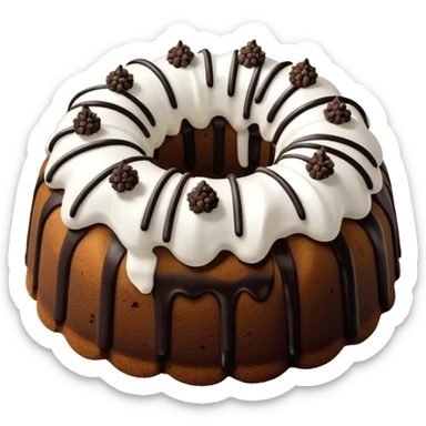 Cookies & cream Bundt cake with only white frosting stripes  sticker