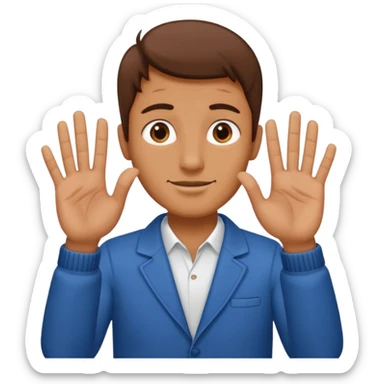 Man making the number 67 with his hands sticker