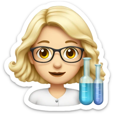 European girl with test tubes sticker