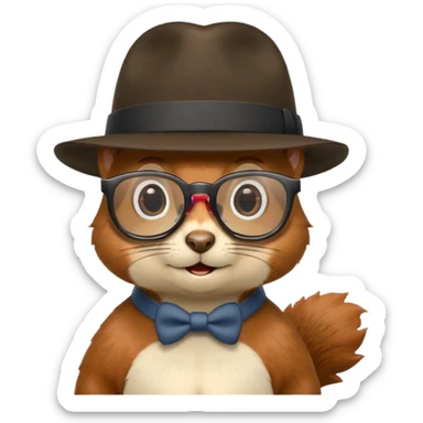 squirrel with glasses and fedora sticker