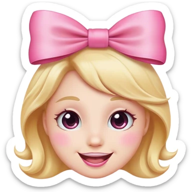 happy face with a pink bow sticker