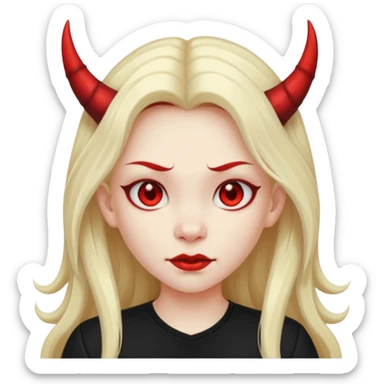 a long-haired devil girl with shirt sticker