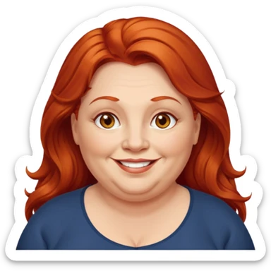 obese; older 50's ; long red hair ; women hazel eyes sticker