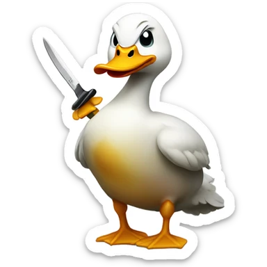 Angry duck with a knife sticker