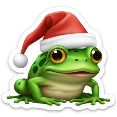 Frog wearing Santa hat sticker