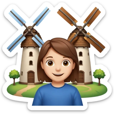 small Kid with Windmills sticker