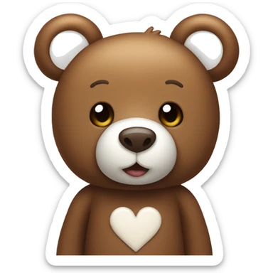 Brown teddy bear with white hearts sticker