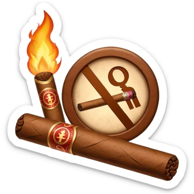 cigar with a prohibition symbol in ios style horizontaly sticker