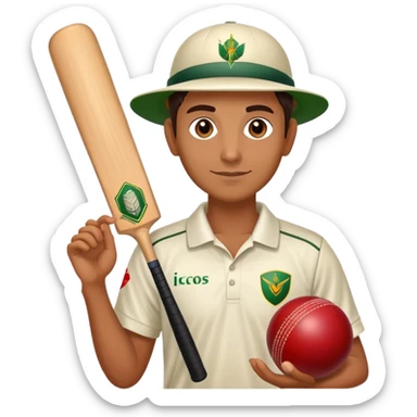 A Cricket Coach Holding Bat And A Ball And Also Written Cricket Coach . The Coach Skin Will Be Shining and Glowing Clear  sticker