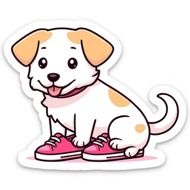 Cute pink shoes being eaten by dog sticker