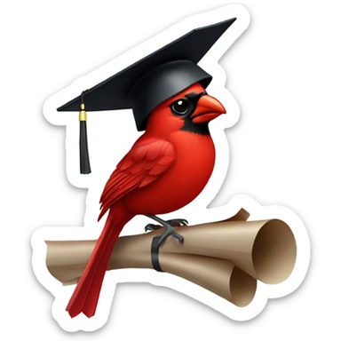 Cardinal wearing a graduation cap sticker