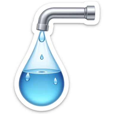 a tap with a small water droplet at the end sticker