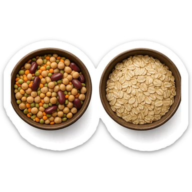 BOWL DI LEGUMI INSIEME A BOWL DI FIOCCHI DI AVENA,  iperrealistico 4k sticker